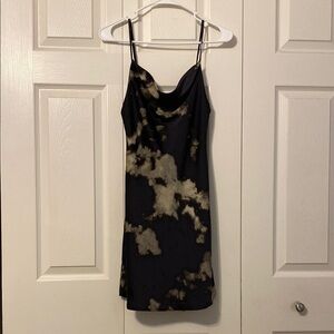 Urban Outfitters Black and Tan Tie-Dye Slip Dress